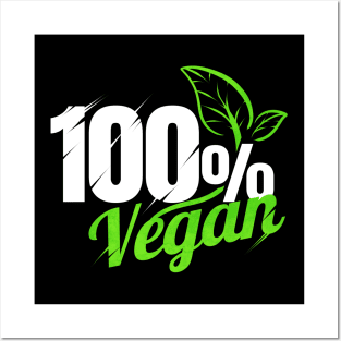 Vegetarian Logo For People Who Are 100 Per Cent Vegan Posters and Art